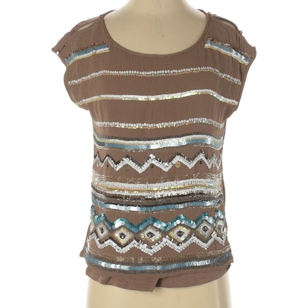 Anthropologie Deletta Short Sleeve Blouse Top size S